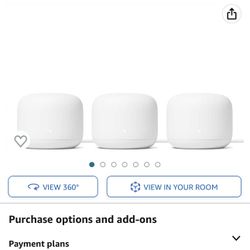 Google Nest WiFi Router 3 Pack - 2nd Generation 4x4 AC2200 Mesh Wi-Fi Routers with 6600 Sq Ft ( One Router & Two extenders)