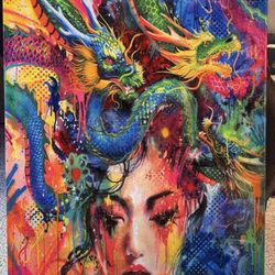 Neon Reverie — Large Original Framed Artwork by Sean Flores