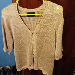 Sag Harbor L Golden Brown Loose Knit Shrug/Cardi, Size XL