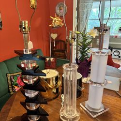 Art Deco Vintage Lamps 3 and 3 Ice Buckets 