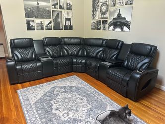 Synergy Livorno K2140 Luxury Leather Power Reclining Sectional – Heat & Massage