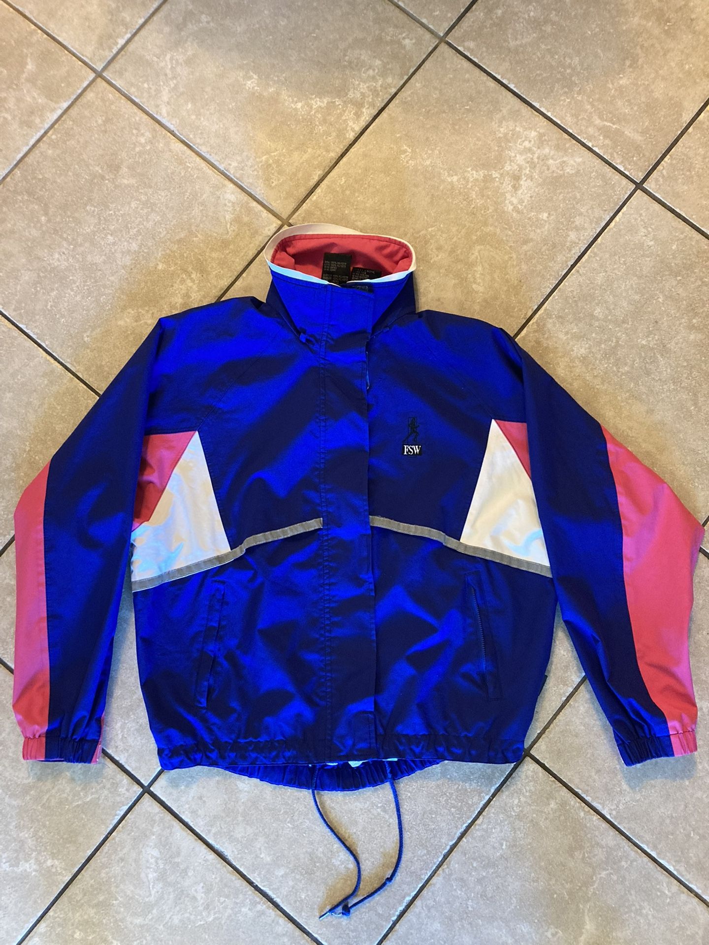 Women’s Frank Shorter Sports Gore-Tex WindBreaker Pink, Blue And White Retro 