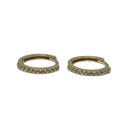10k Yellow Gold huggies White Stones