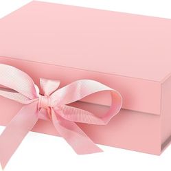 Gift Box Gift Wrap Box Pink, 10.5x7.5x3.1 Inches Magnetic Gift Decorative Box with Lid and Ribbon for Men Ｗomen, Collapsible Proposal Box for Christma