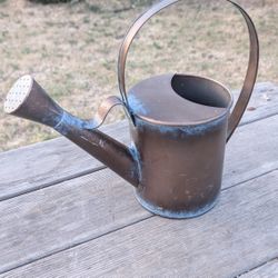 Vintage Copper Patina Watering Can with Long Spout – 12"x12.5" Rustic Garden Decor

