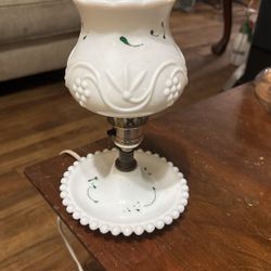 Antique  Milk  Glass  Table Lamp