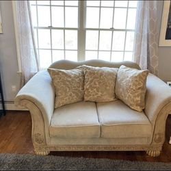 Loveseat sofa beige with pillow 