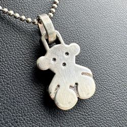 Vintage Jewelry Sterling Silver .925 TOUS TEDDY BEAR Pendant with Ball Chain Necklace 16”