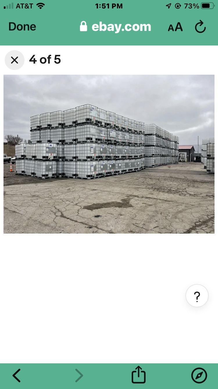 Water Containers 330 Gallons 275 Gallons Delivery Available at A Fee