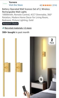 Yurnero Battery Operated Wireless Wall Sconces Set of 2