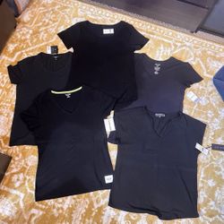 Lot of 5 black womens short sleeve shirts 