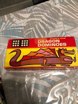 Vtg Halsam Double Nine Dragon Dominoes - Complete