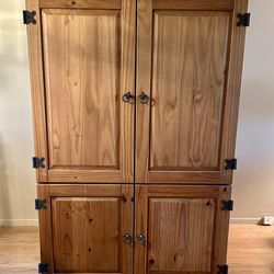 Rustic Pine Armoire Entertainment Center