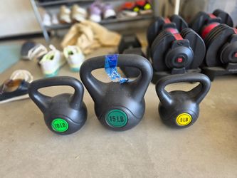Kettlebell Set 5, 10, and 15 LB and 15lb