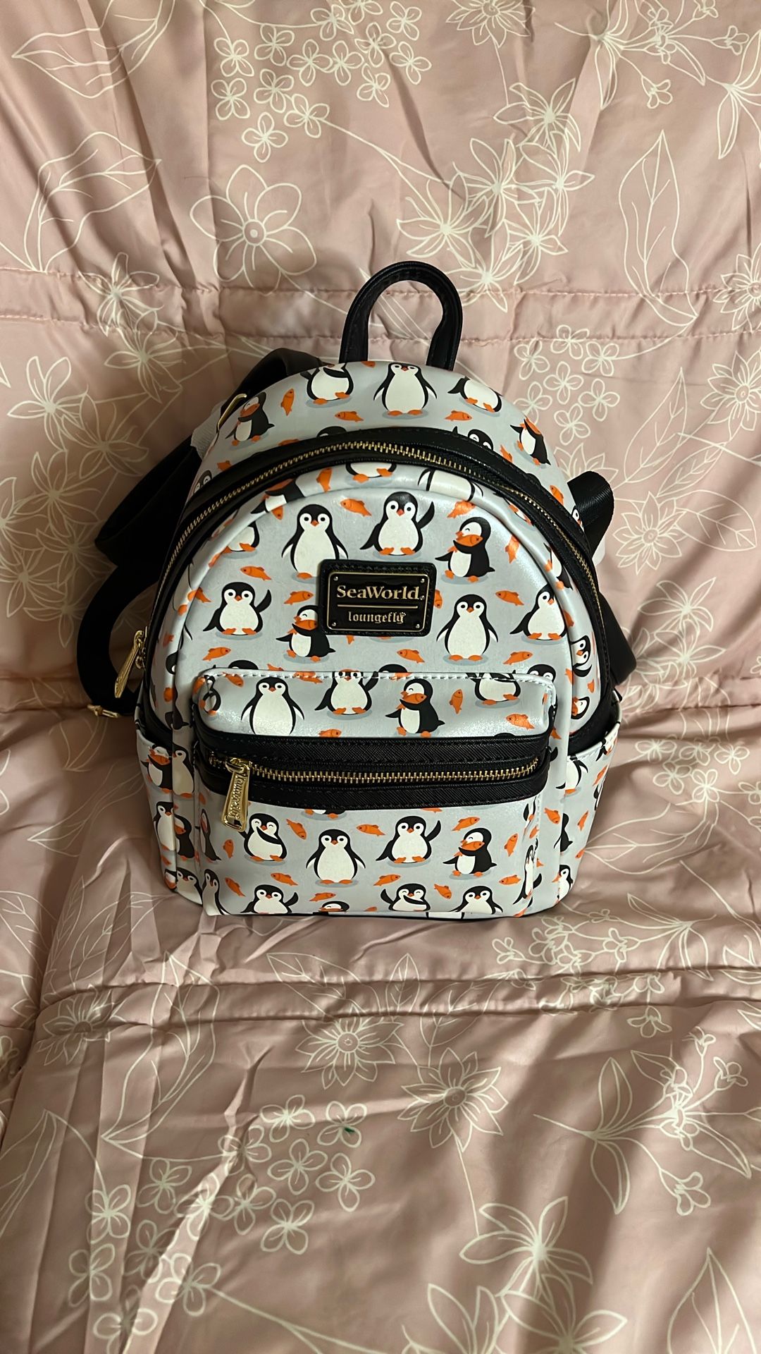 Loungefly SeaWorld Parks Exclusive AOP Penguin Mini Backpack