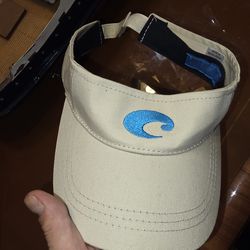 COSTA DEL MAR VISOR Adult Adjustable Beige Khaki Hat Good Condition
