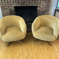Yellow Suede Swivel Chairs 