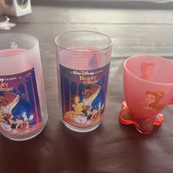  Vintage Burger King's and Disney park  Collector Series Glasses  Beauty and the Beast