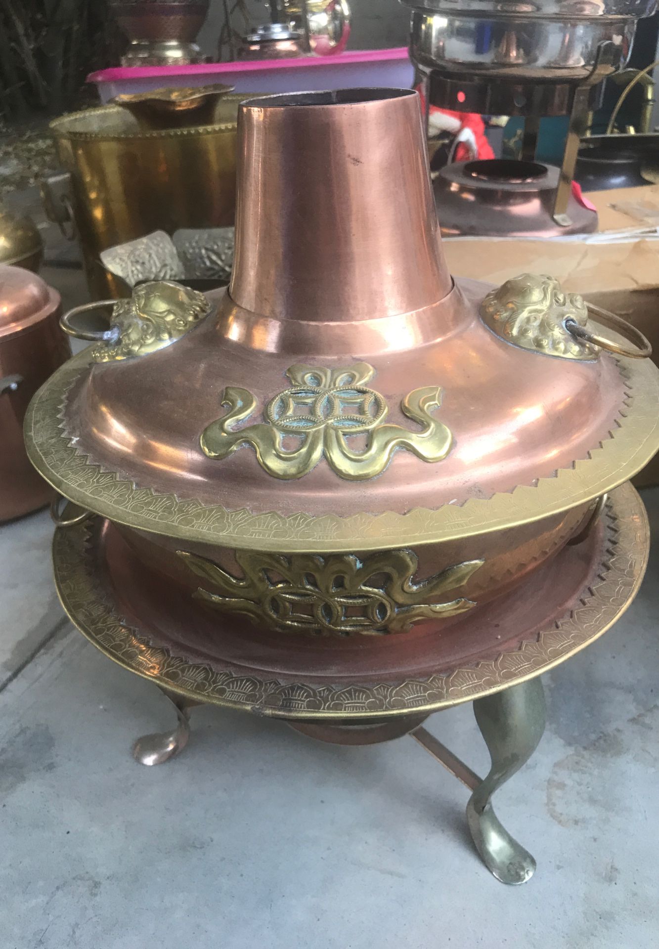 Oriental brass and copper chafing dish(2) sold individually