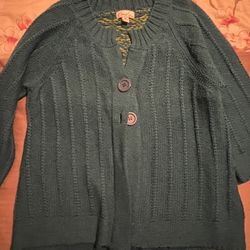 Ladies Kim Roger’s Medium Petite Cardigan Sweater Blue