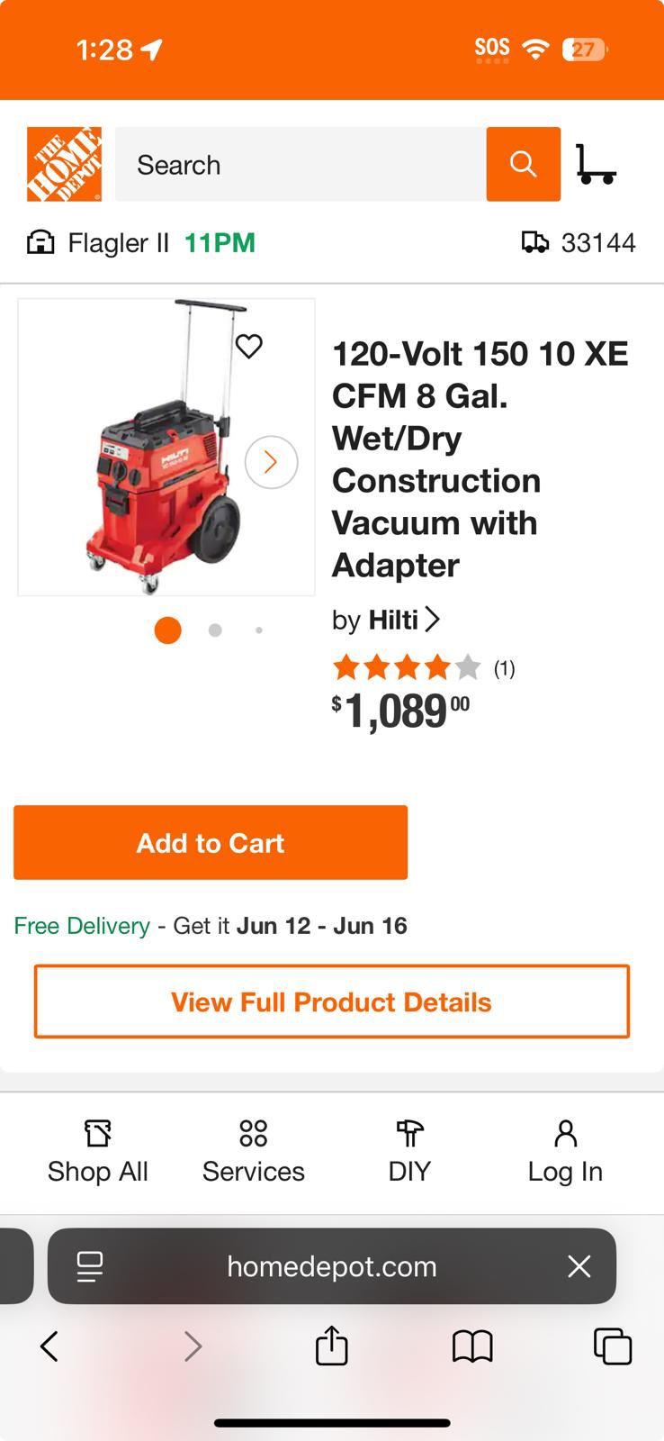 Hilti 120-Volt 150 10 XE CFM 8 Gal
