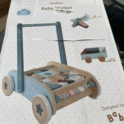 NEW PairPear Baby Walker with Breaks,Toddler Wooden Push Walker Toys,Baby Block Walkers for 1 Year Old and Up Boys and Girls Gift.