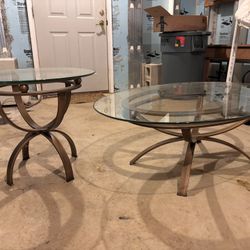 Glass Coffee Table And End Table 