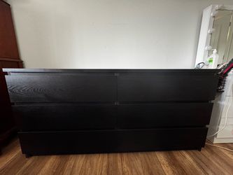 Wide 6-Drawer IKEA MALM Dresser – Black/Brown