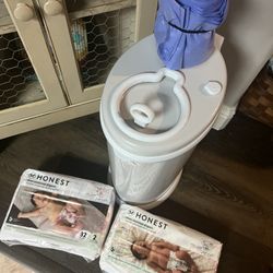 Ubbi Diaper Pail , Refill Bags , Size 1 & Size 2 Honest Diapers 