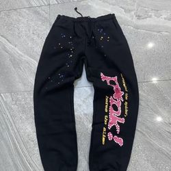 Sp5der OG 'PINK' Black Joggers Size Up To 3XL