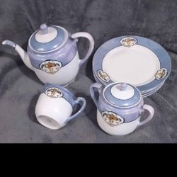 Noritake "M" Blue Luster Ware Tea Set