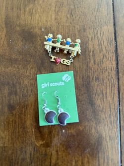 Girl Scouts Earrings And Pin $8