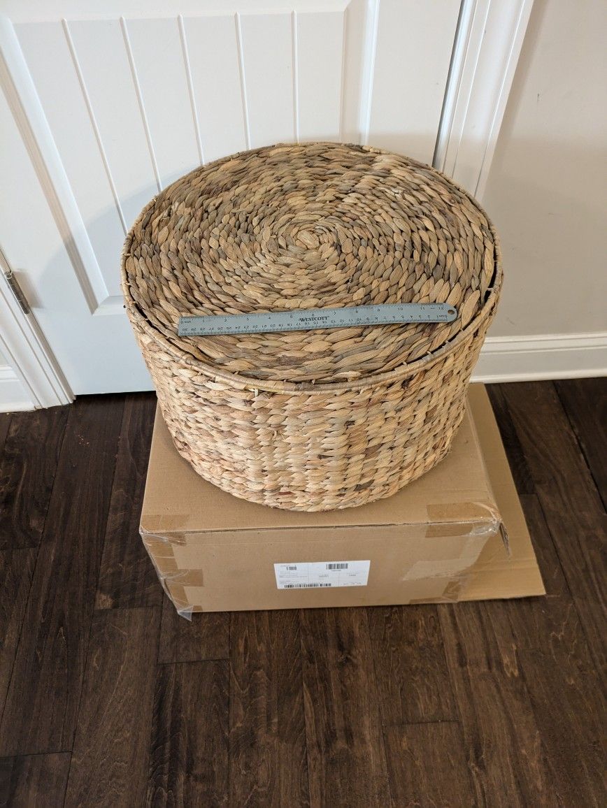Clover By Jo- Water Hyacinith Storage Ottoman