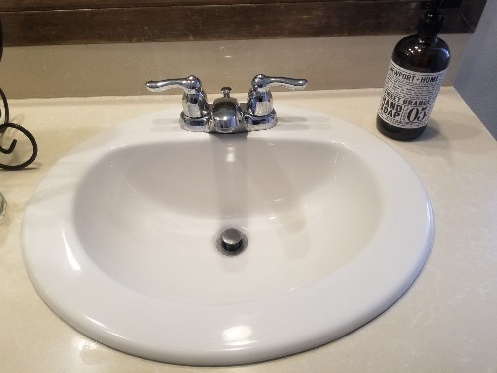 Quartz Top, Backsplash, 2 Sinks, and 2 Faucets