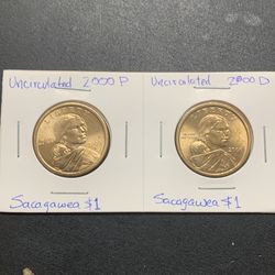 Sacagawea gold toned Dollars - 2000 P & D