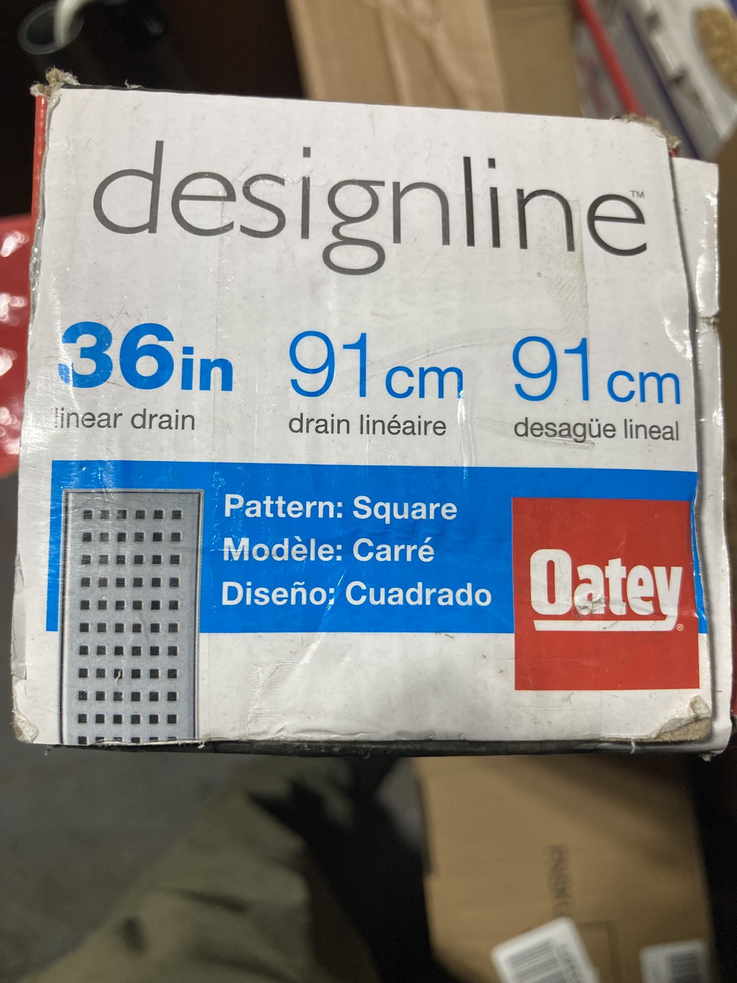 Oatey Designline 36 in. Stainless Steel Linear Shower Drain with Square Pattern Drain Cover