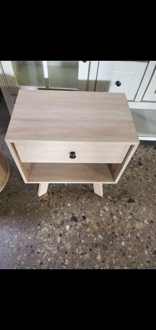 Set Of 2 Mid Century Frans Modern 1 Drawer Nightstand(NEW In A Box )