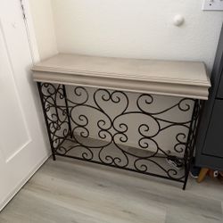 Elegant Metal Console Table with Decorative Scrollwork 
