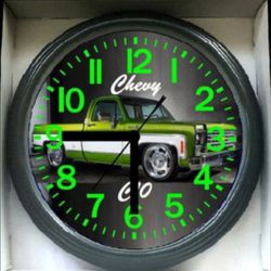 Chevy Short Bed C10 Truck Bagged Garage Shop Glow In The Dark Wall Clock New
