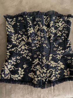 Fredericks black and gold lace corset