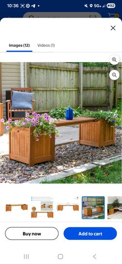 Wooden outdoor planter bench