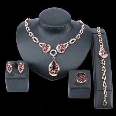 Women's Drop Crystal Jewelry Set - Purple