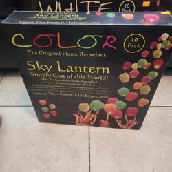 Sky Lantern 1 White And 1 Color (The Original Flame Retardant) Brand New Unopened 10 Pack Per Box