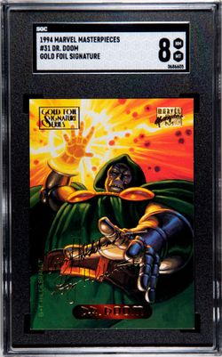 1994 Marvel Masterpieces Dr Doom Card Gold Foil SGC 8 PSA BGS 