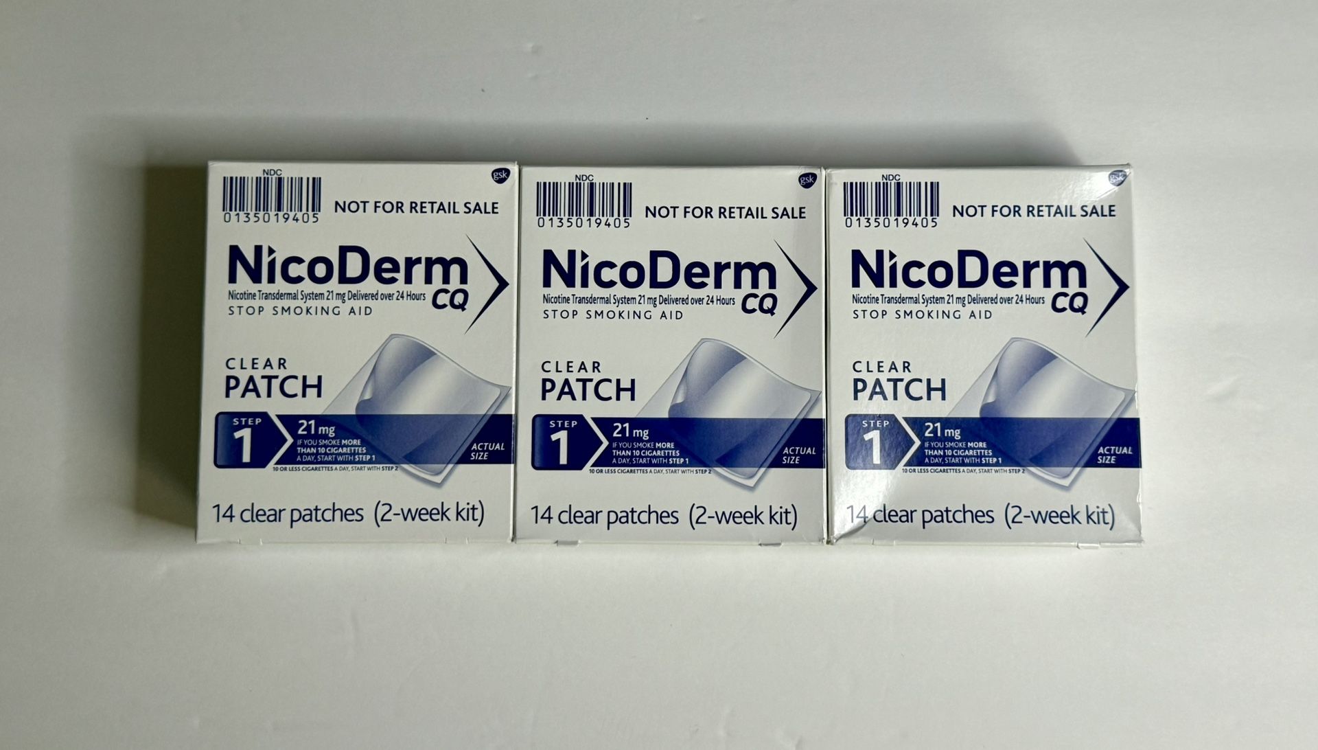 ✅ 3 X NicoDerm CQ Step 1 Nicotine Patches
