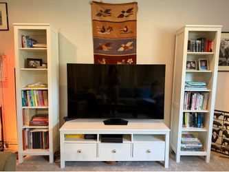 IKEA Hemnes media console bench and shelves