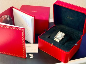 Cartier Tank Stainless Steel Watch Full Set