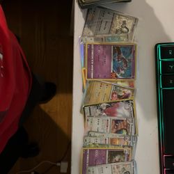 Hundreds Of Pokémon Cards With 2 Basketball Cards And Binder