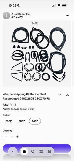 Datsun Weatherstripping Kit Rubber Seal Ressurected 240Z 260Z 280Z 70-78