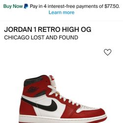 Jordan 1 Lost And Found 7.5 Ds With No Box